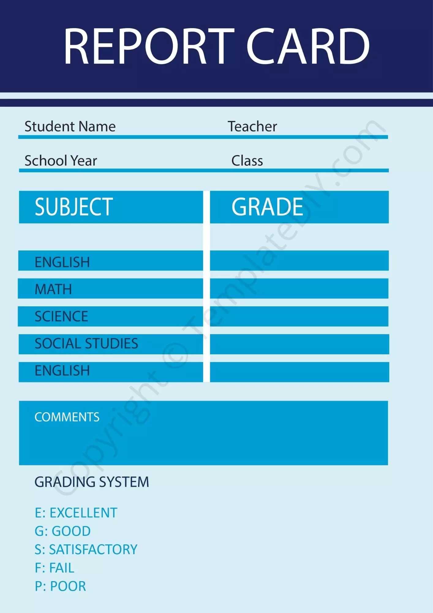 Homeschool Report Card Template Blank [PDF, Excel & Word] Intended For Student Grade Report Template