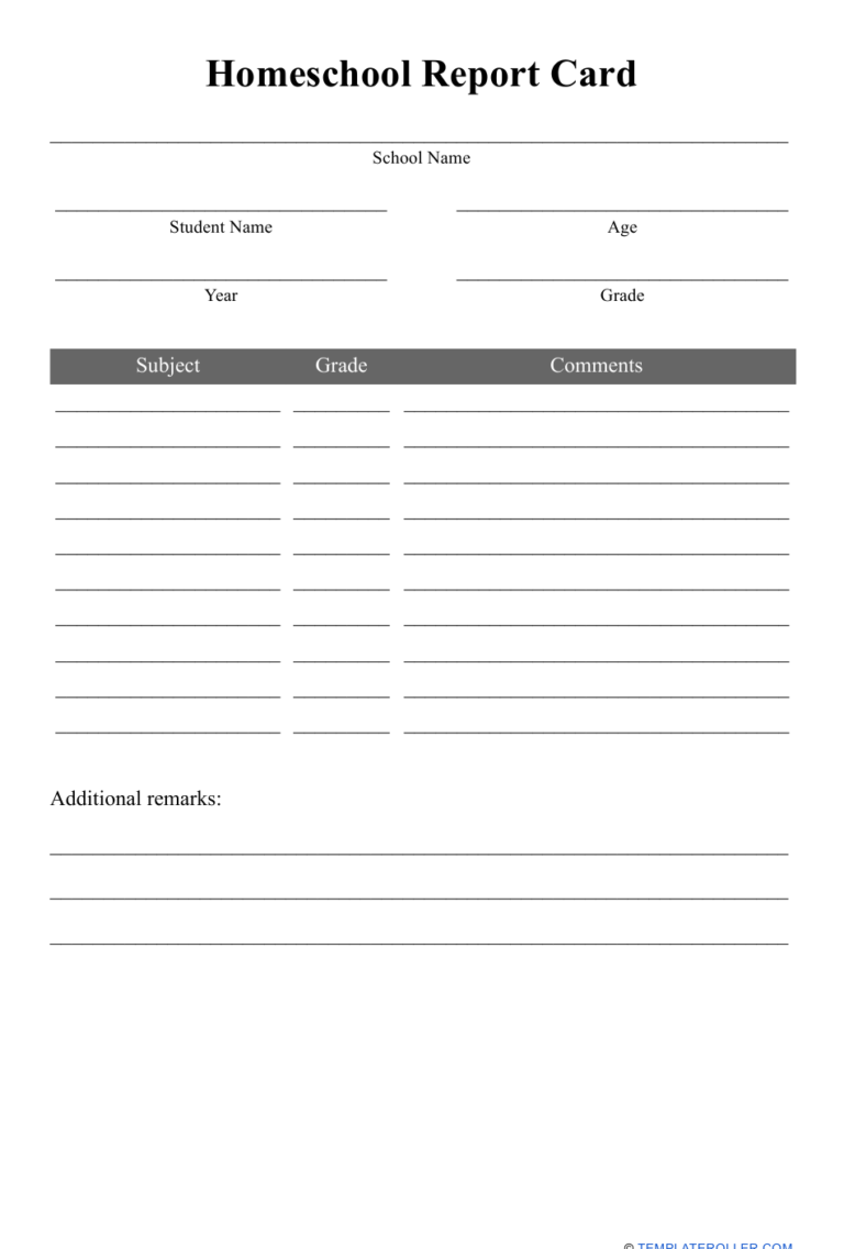 Homeschool Report Card Template Middle School Rebeccachulew