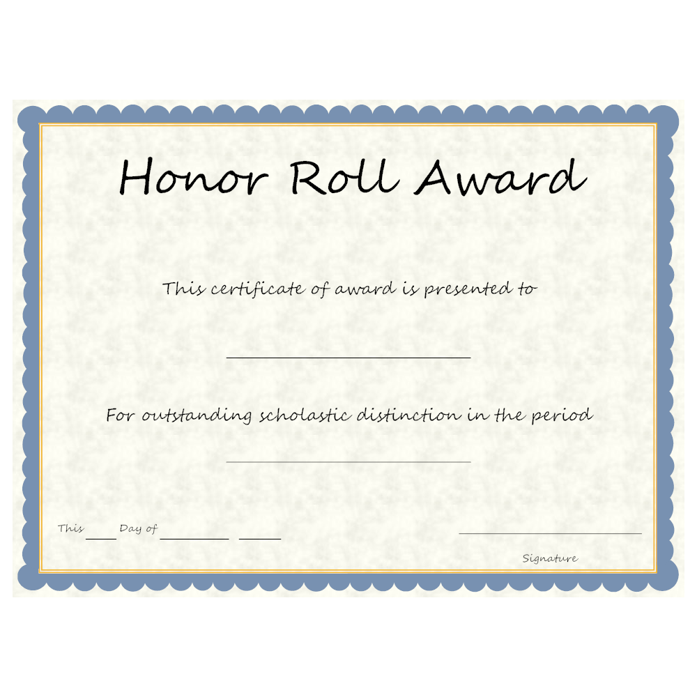 Honor Roll Award Inside Honor Roll Certificate Template