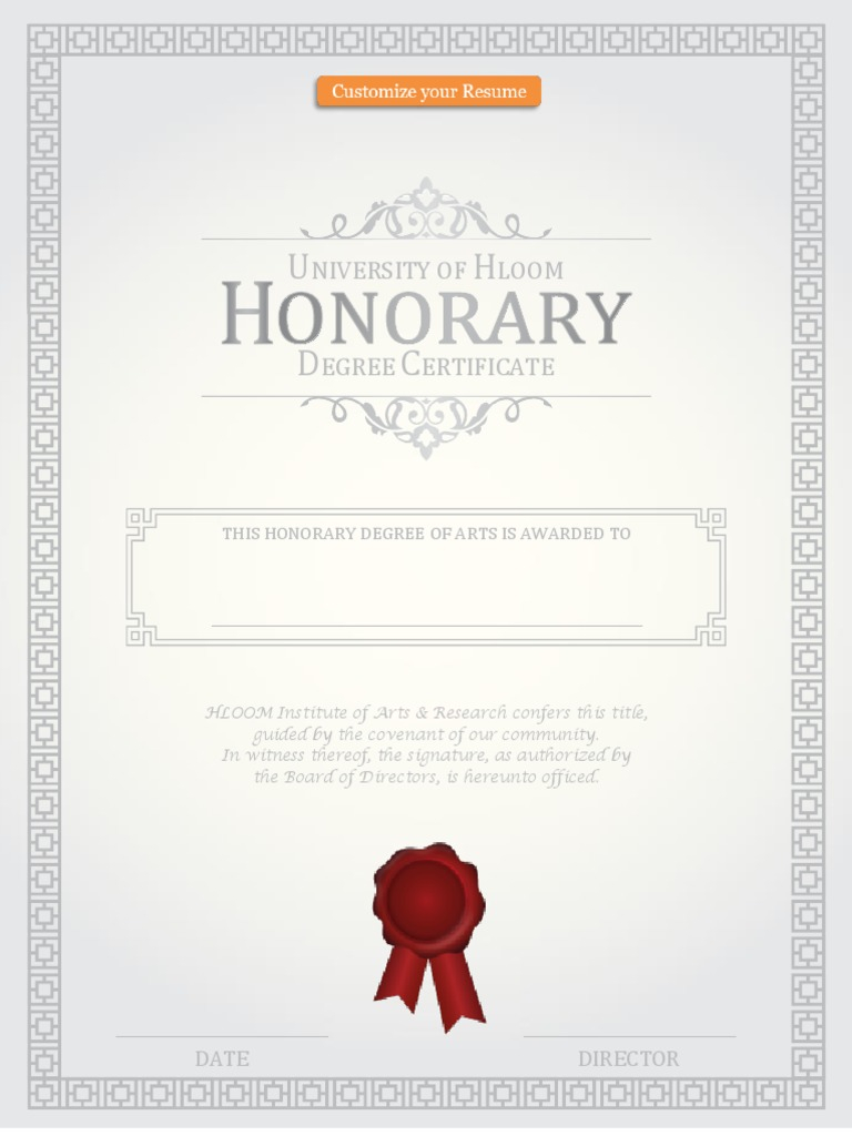 Honorary Degree Certificate Template  PDF In Doctorate Certificate Template