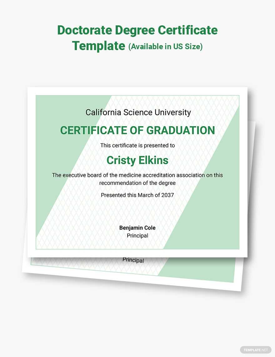 Honorary Doctorate Certificate Template – Word  Template