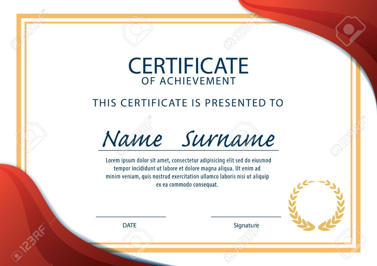 Horizontal Certificate Template,diploma,a10 Size ,vector Royalty  With Regard To Certificate Template Size