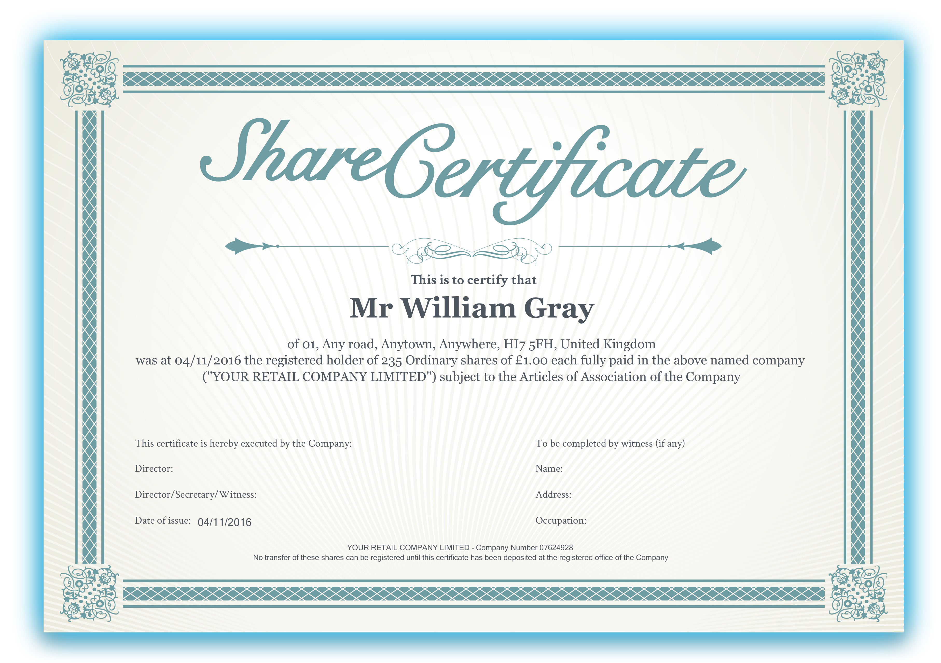 How Do I Add a Logo to the Share Certificate? : Inform Direct Support In Shareholding Certificate Template