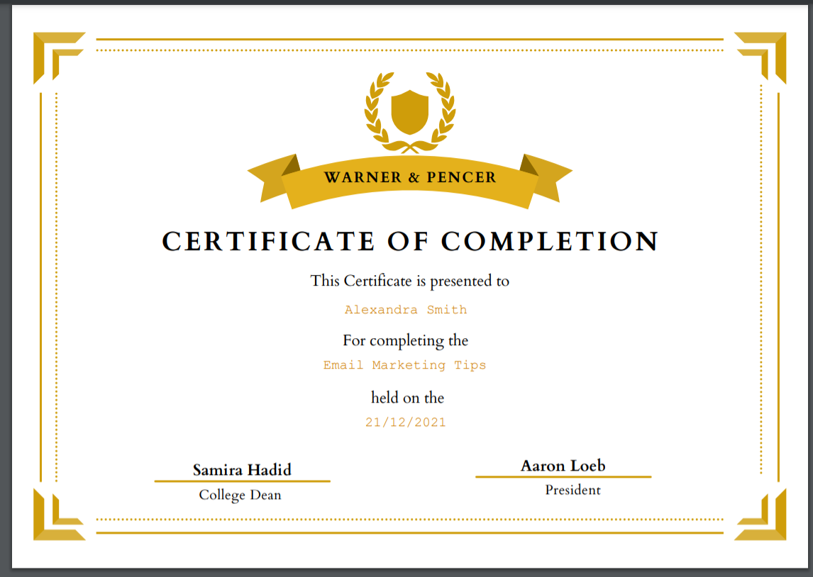 How To Create A Certificate Template : LearnWorlds Help Center Inside Track And Field Certificate Templates Free