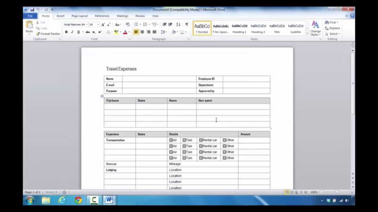 How To Create An Expense Report In Microsoft Word 10 Within Microsoft Word Expense Report Template