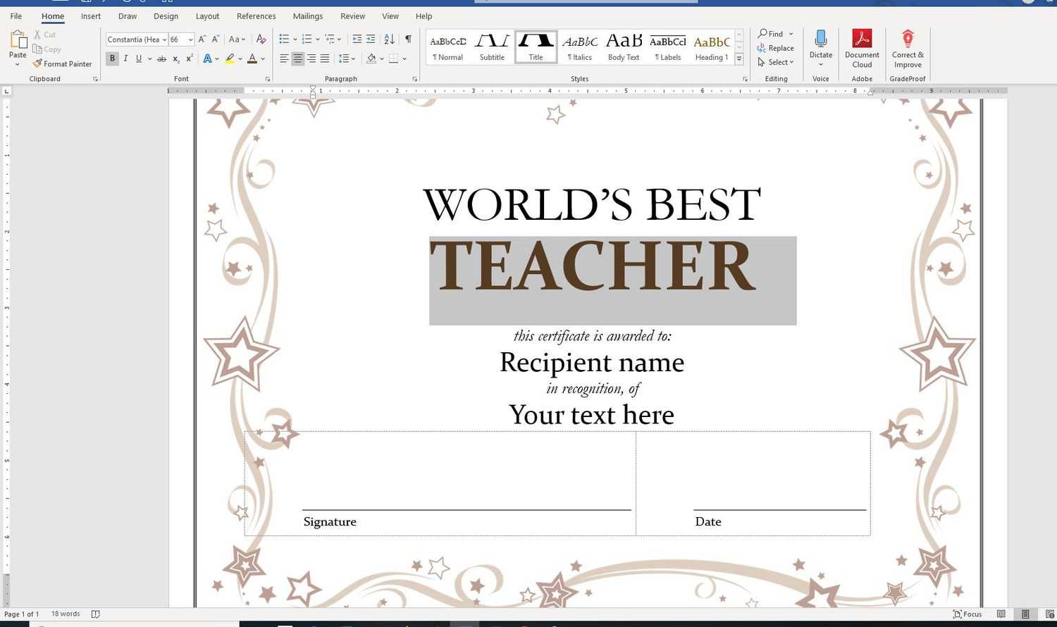 How To Create Your Own Certificates With Word Templates Inside Word 2013 Certificate Template