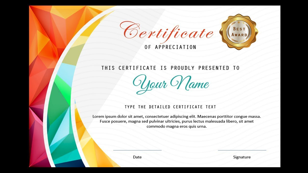 How to make a certificate in PowerPoint/Professional Certificate  design/Free PPT Pertaining To Certificate Of Participation Template Ppt