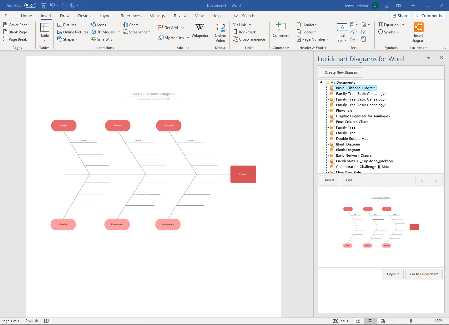 How to Make a Fishbone Diagram in Word  Lucidchart Blog In Blank Fishbone Diagram Template Word