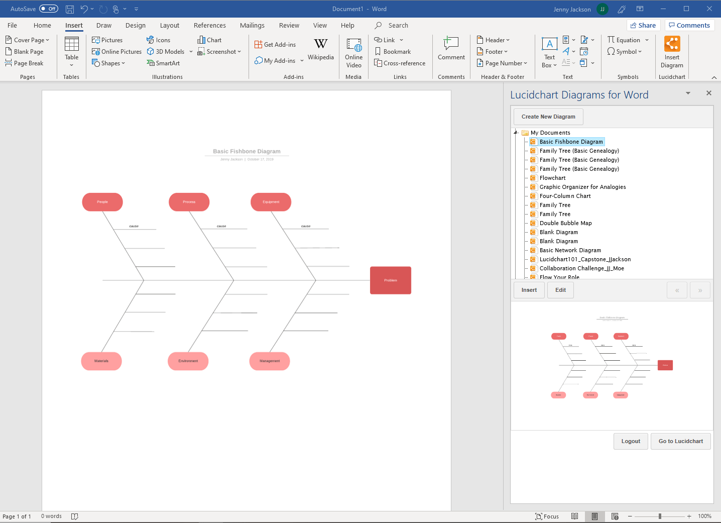 How To Make A Fishbone Diagram In Word  Lucidchart Blog In Blank Fishbone Diagram Template Word