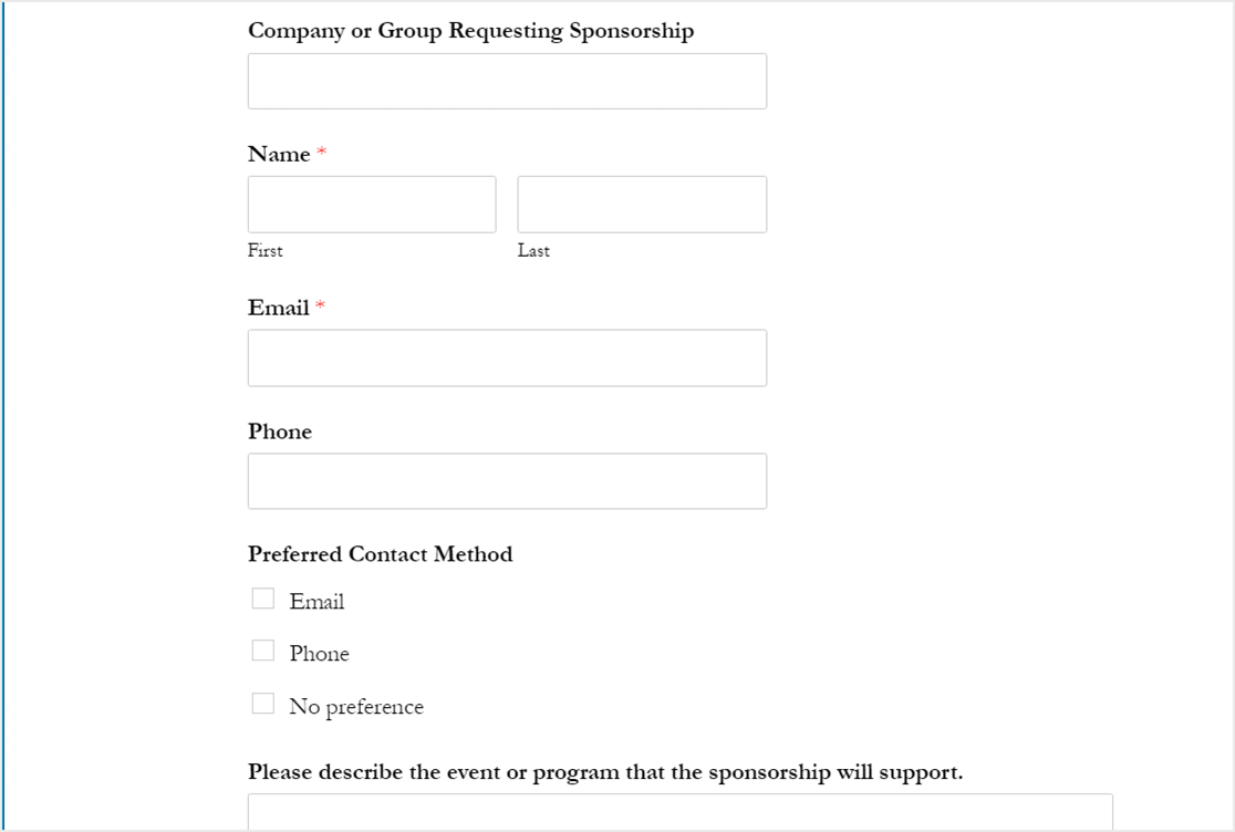 How to Make a Sponsorship Request Form in WordPress [TEMPLATE] For Blank Sponsorship Form Template