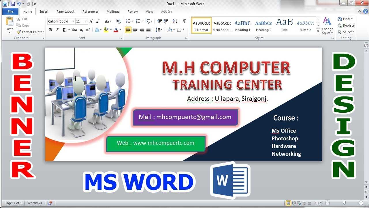 How To Make Banner Designs Microsoft Word 10 MS Word Bangla Tutorial In Microsoft Word Banner Template