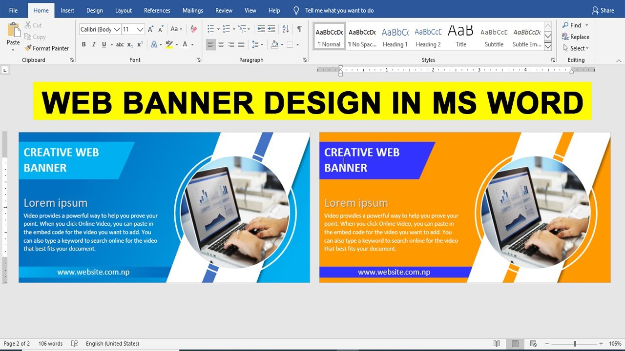 How to make Web Banner Design in Ms word  word Tips & Tricks With Microsoft Word Banner Template
