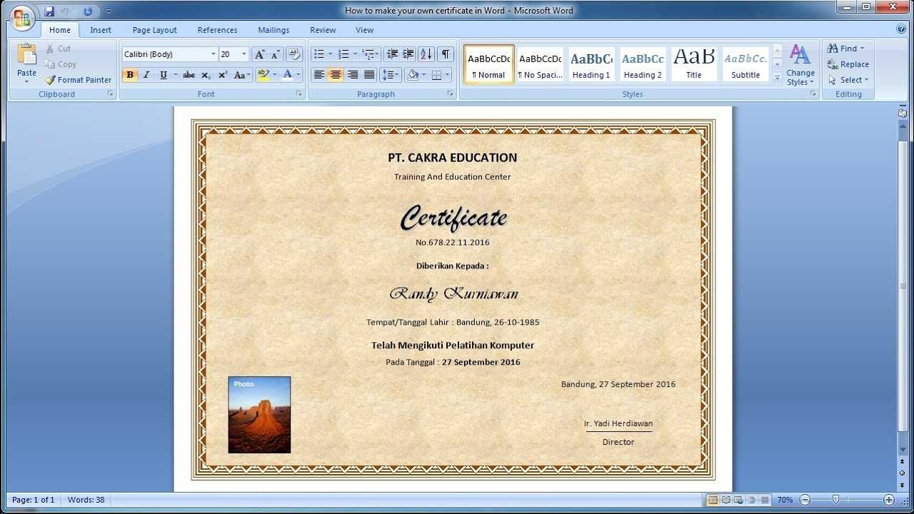 How To Make Your Own Certificate In WordLearn Ms Word Easily Pertaining To Word 2013 Certificate Template