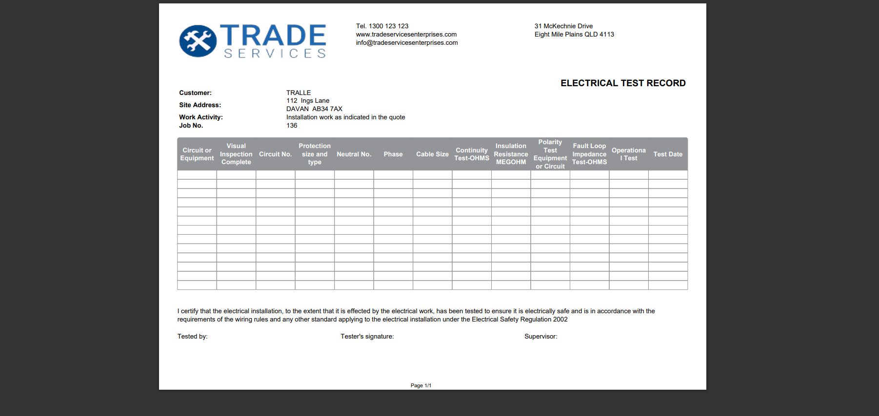 How to Set Up Electrical Test Forms  simPRO