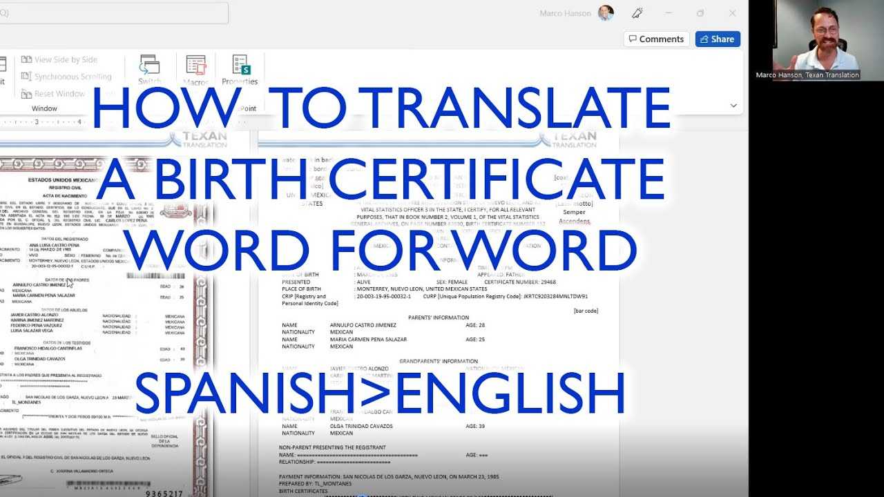 How To Translate A Birth Certificate For USCIS: Spanish To English Pertaining To Uscis Birth Certificate Translation Template