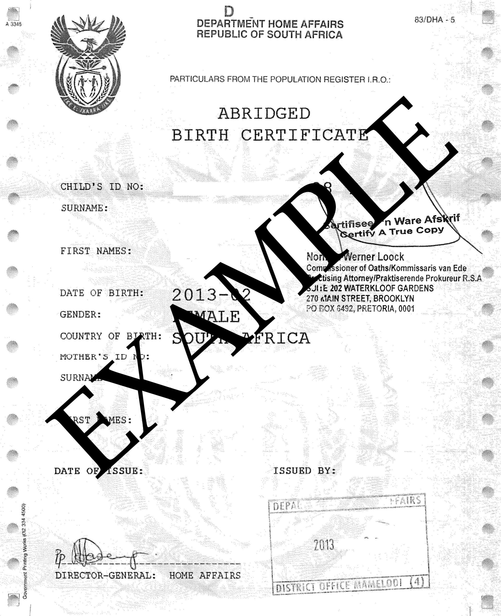 How to travel with children into and out of SA (and what is Inside South African Birth Certificate Template