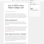How To Write A Book Report College Level – BPI – The Destination Inside College Book Report Template