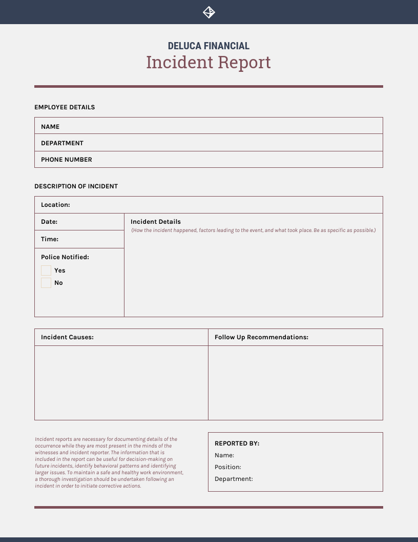 How to Write an Incident Report [+ Templates] - Venngage For Investigation Report Template Doc