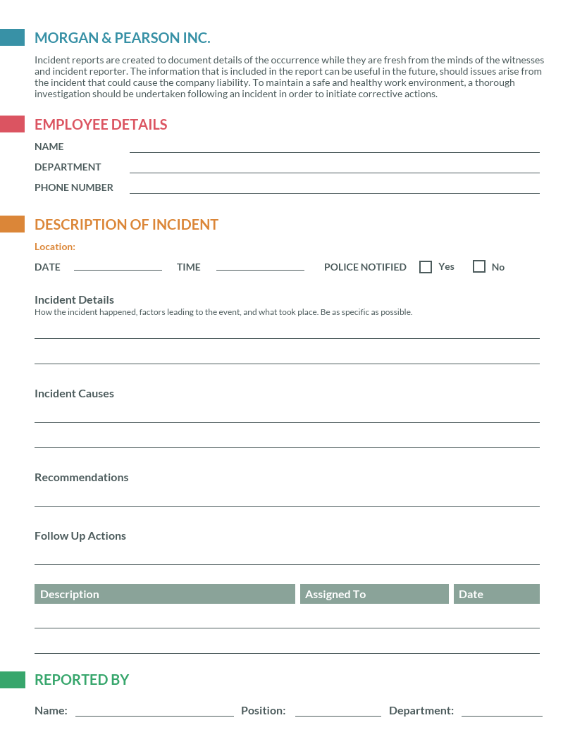 How to Write an Incident Report [+ Templates] - Venngage In Customer Incident Report Form Template