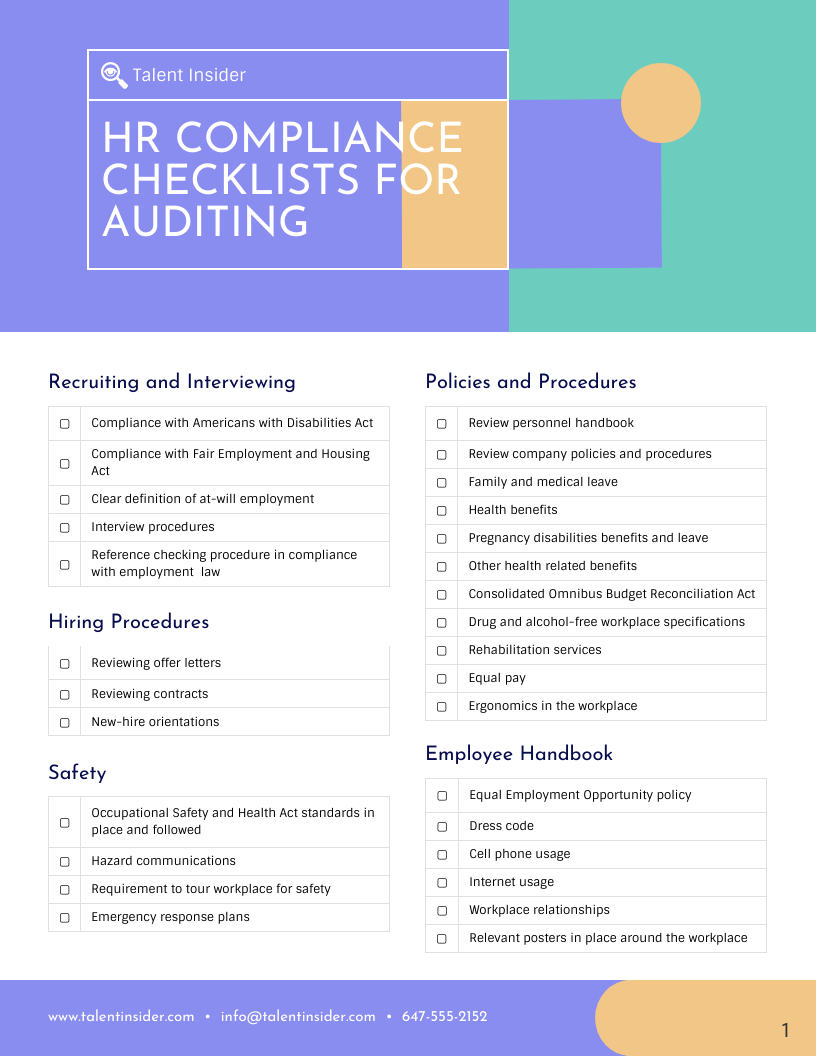 HR-Compliance-Checkliste: Ein kurzer Leitfaden [+ Vorlagen  Pertaining To Sample Hr Audit Report Template