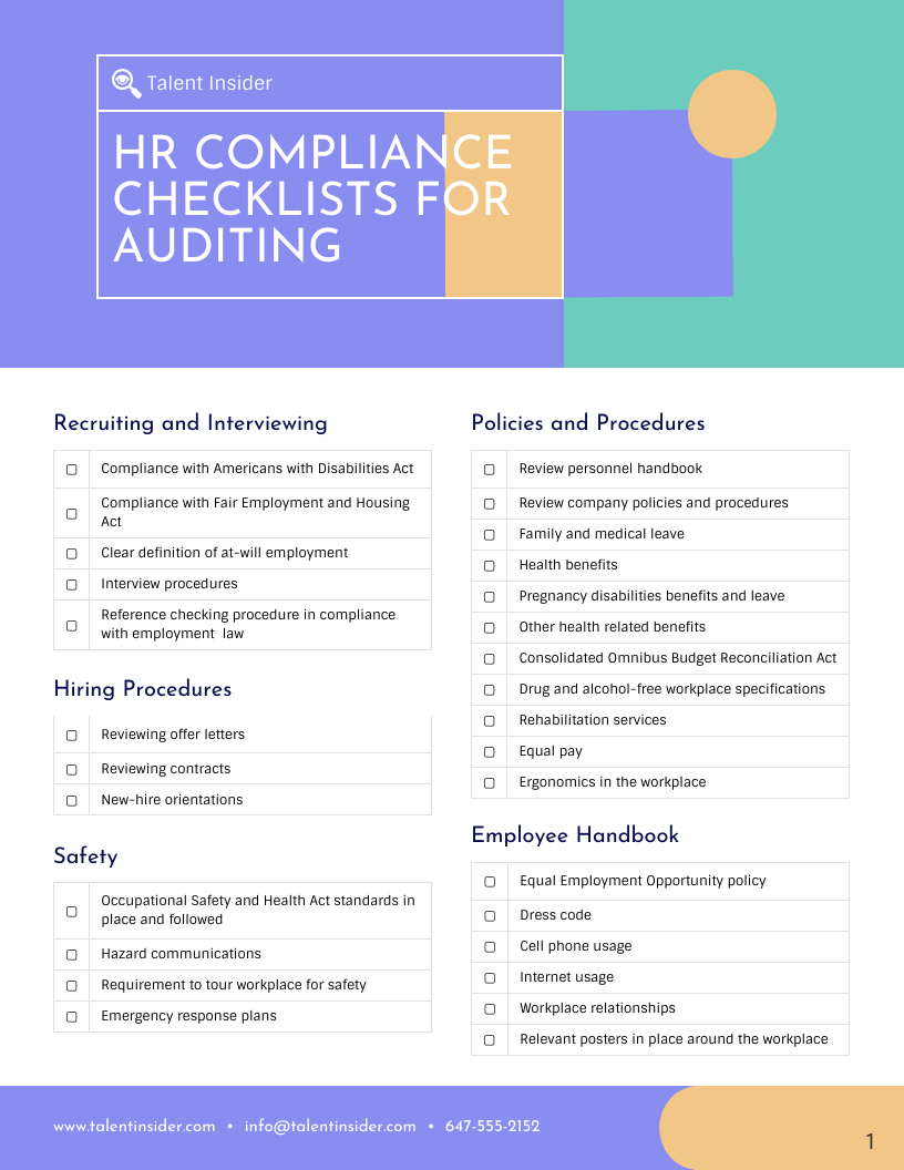 HR Compliance Checkliste: Ein Kurzer Leitfaden [+ Vorlagen  Pertaining To Sample Hr Audit Report Template