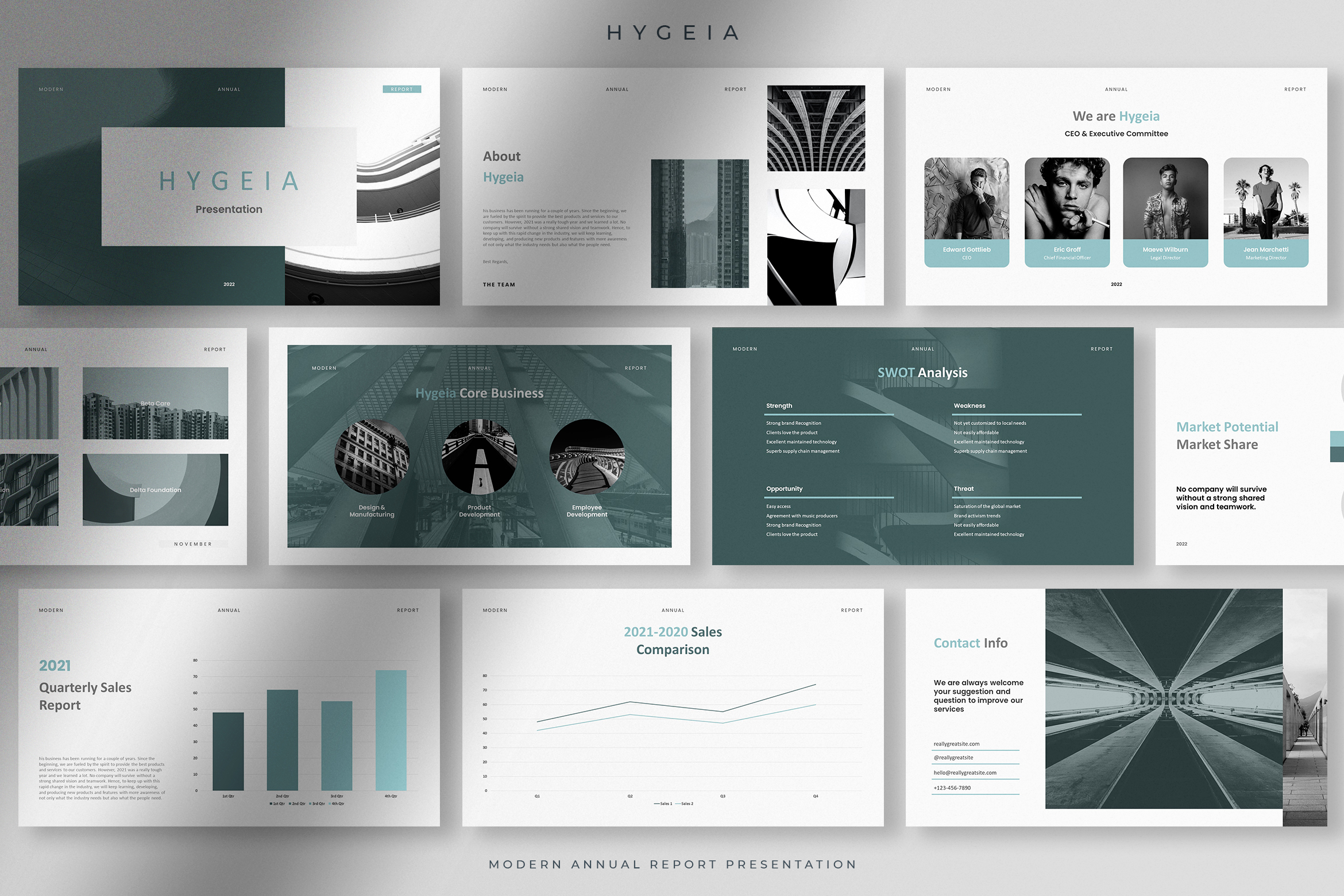 Hygeia - Tranquil Modern Annual Report Presentation Template  With Annual Report Ppt Template