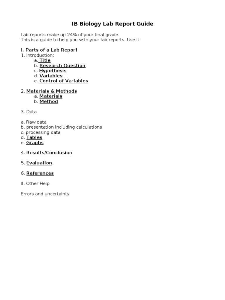 IB Biology Lab Report Guide  PDF  Observational Error  Experiment Inside Ib Lab Report Template