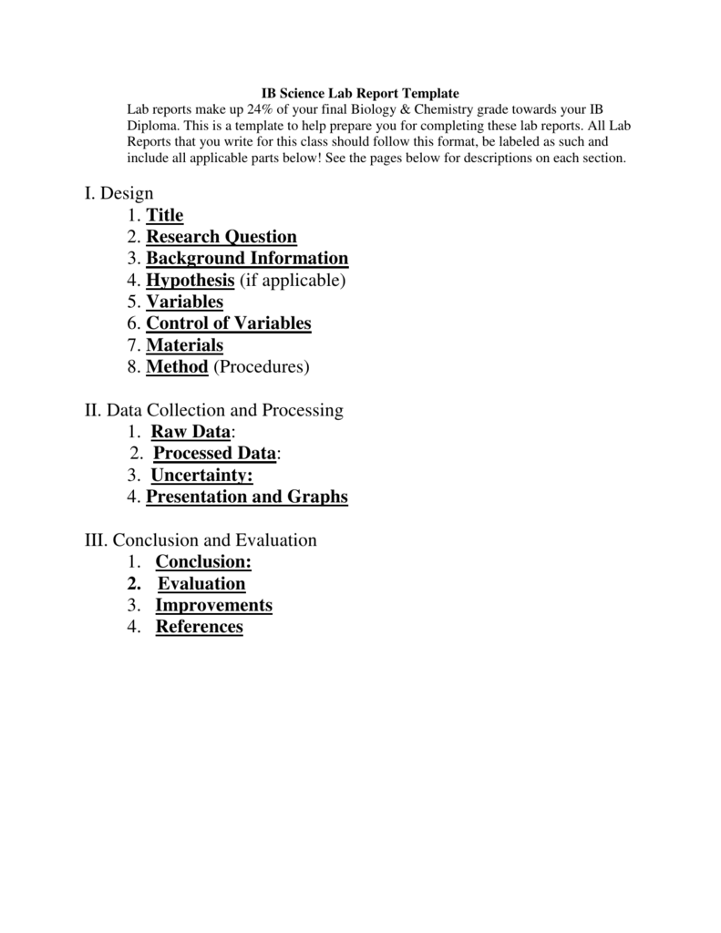 IB Biology Lab Report Template Throughout Ib Lab Report Template