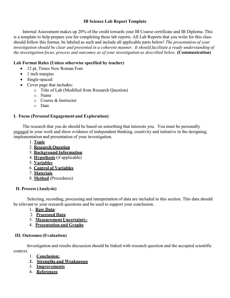 IB Lab Report Template IB Science Lab Report Template 10 Throughout Ib Lab Report Template