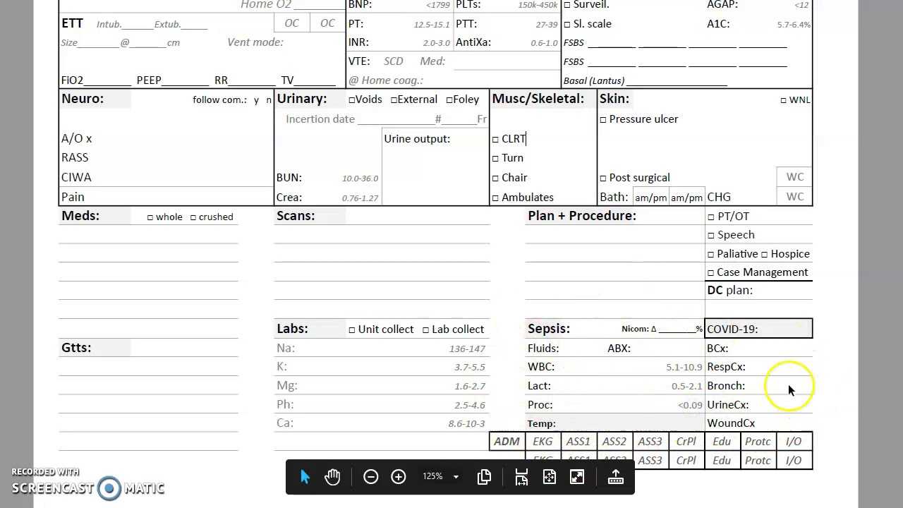 ICU nurse report sheet Within Icu Report Template