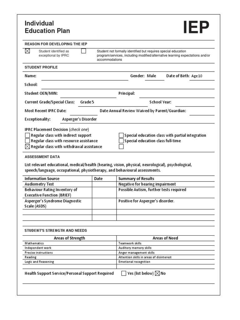 Iep Blank Template 10  PDF  Individualized Education Program  For Blank Iep Template