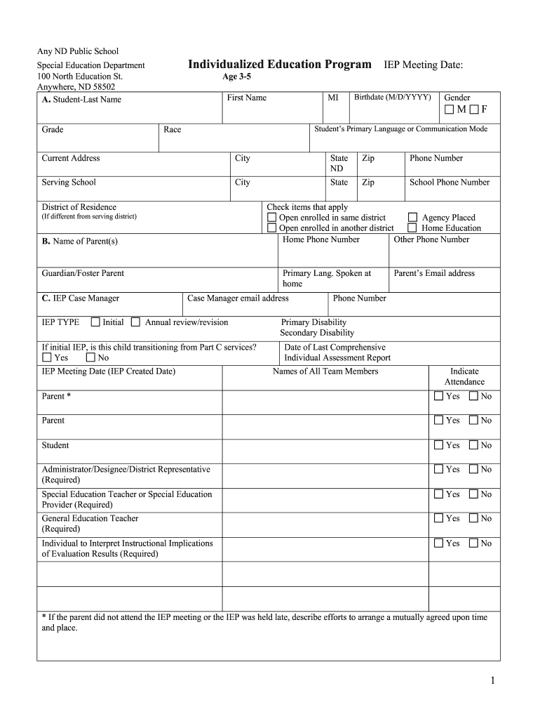 iep format pdf: Fill out & sign online  DocHub With Regard To Blank Iep Template