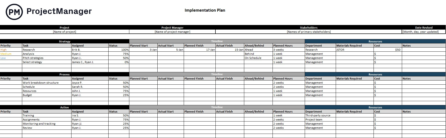Implementation Plan Template for Excel (Free Download  With Regard To Implementation Report Template