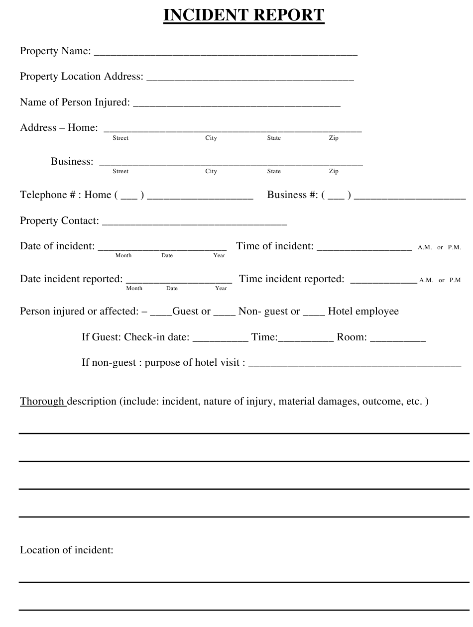 Incident Report Form Download Printable PDF  Templateroller Inside Generic Incident Report Template