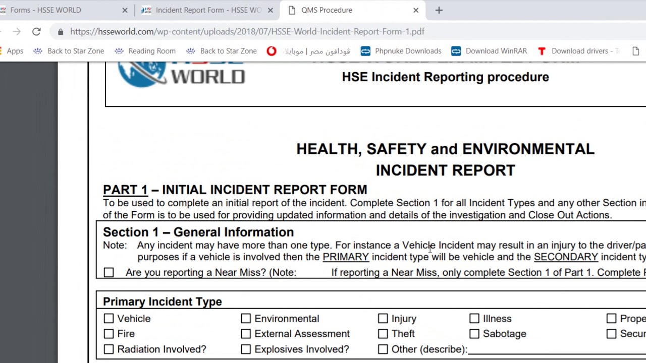 Incident Report Form - HSSE WORLD Regarding Health And Safety Incident Report Form Template