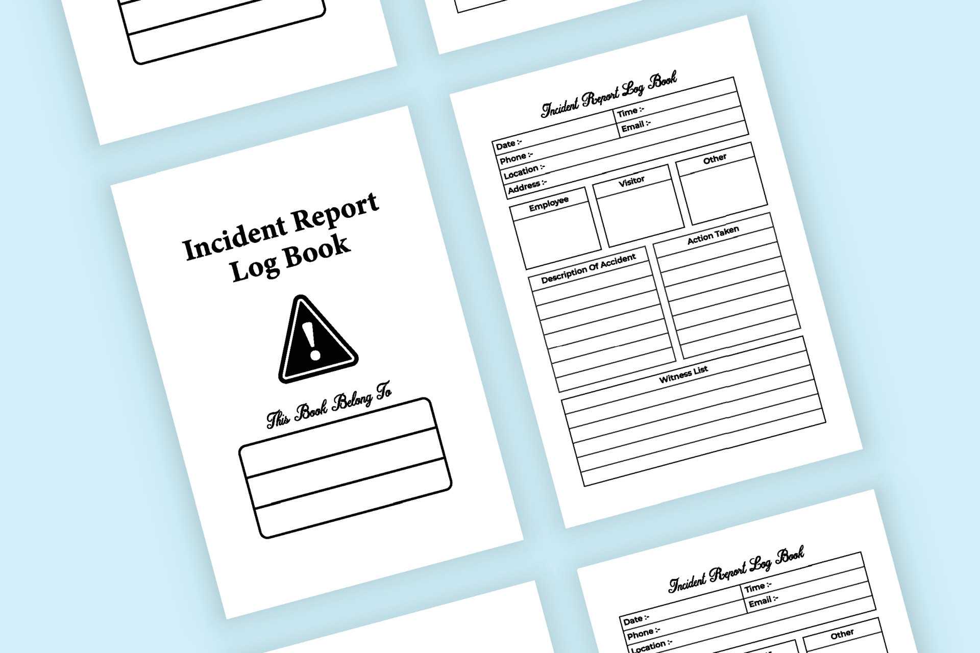 Incident Report Log Book Interior