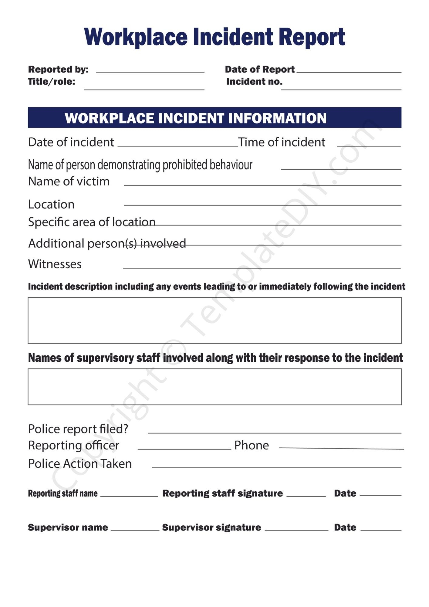 Incident Report Template Blank Printable [PDF, Excel & Word] In Incident Report Form Template Word