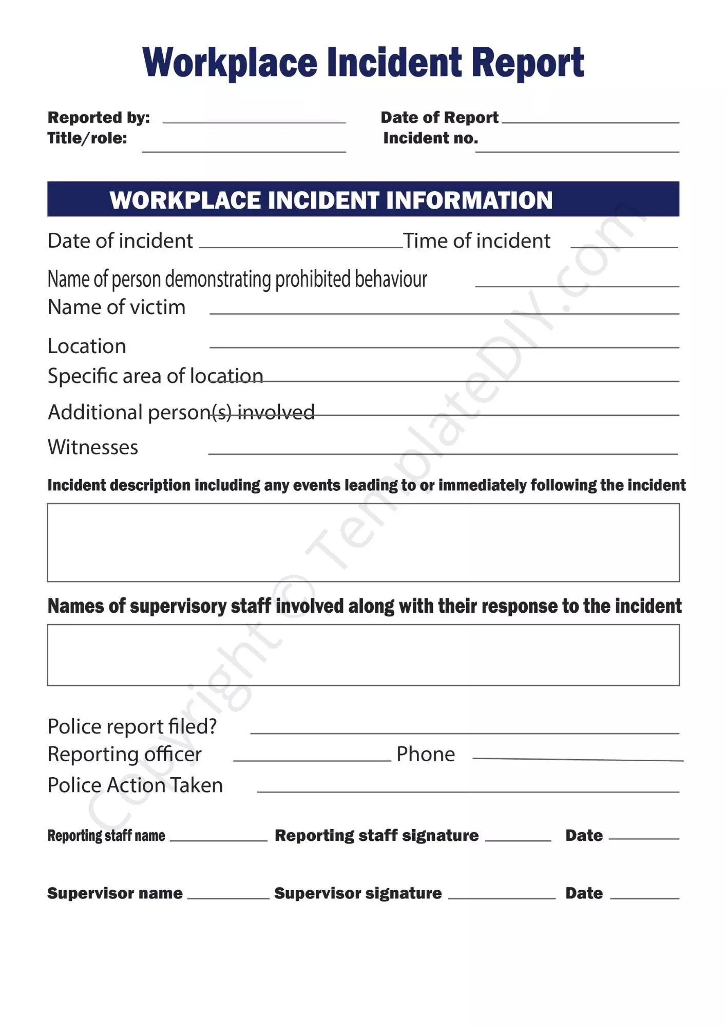 Incident Report Template Blank Printable [PDF, Excel & Word] In It Incident Report Template