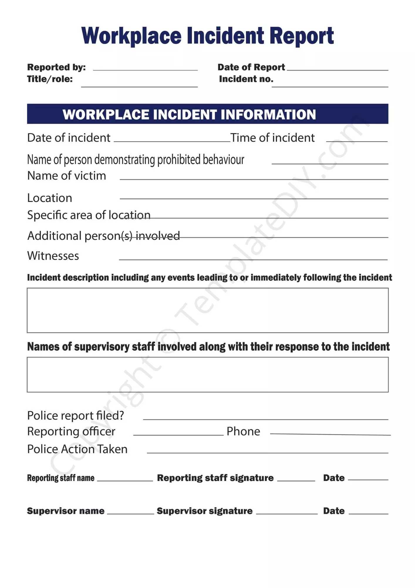 Incident Report Template Blank Printable [PDF, Excel & Word] In It Incident Report Template