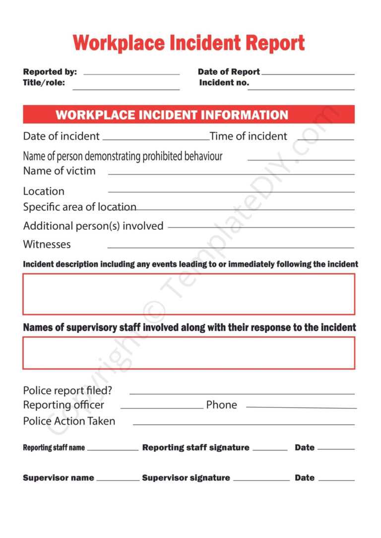Incident Report Template Blank Printable [PDF, Excel & Word] Inside ...