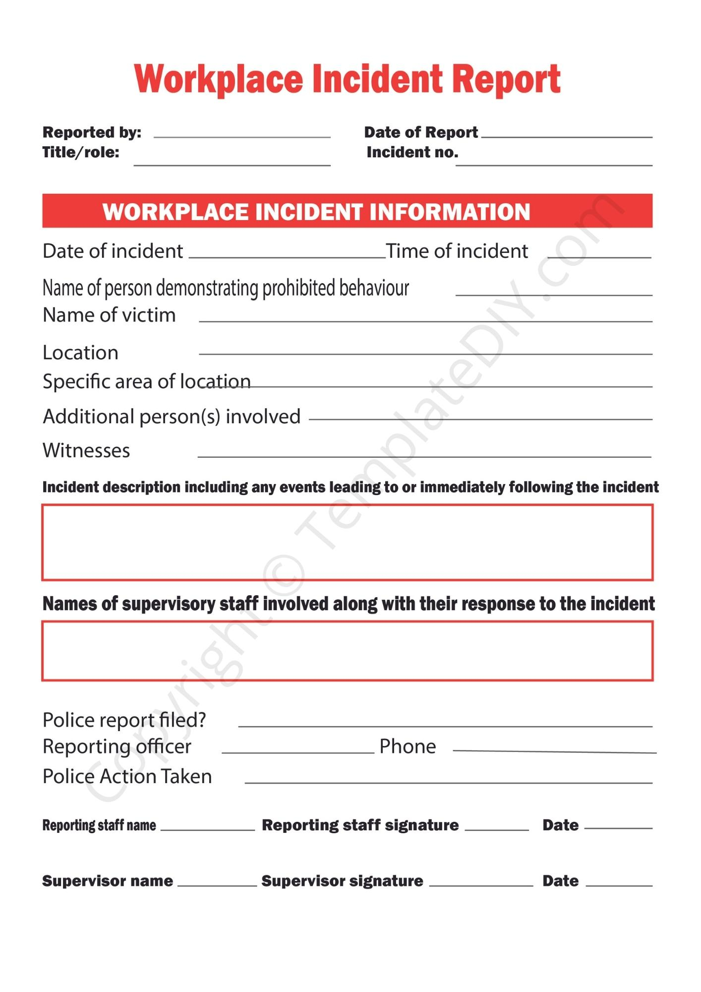 Incident Report Template Blank Printable [PDF, Excel & Word] Inside Section 37 Report Template