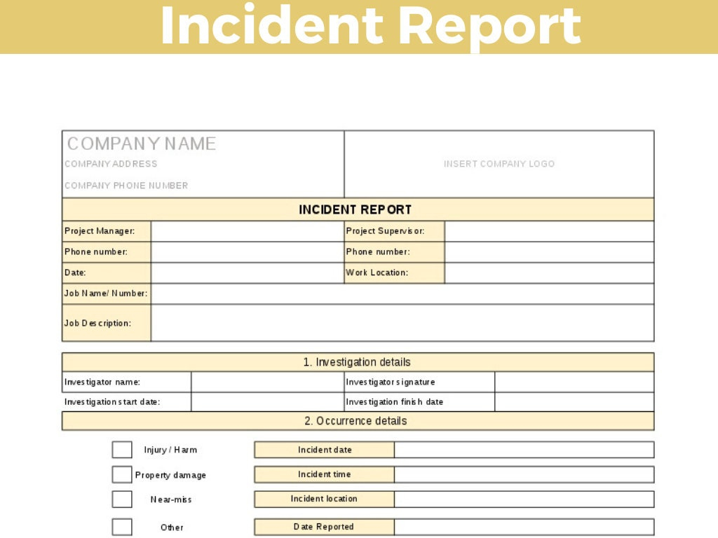 Incident Report Template PROJECT MANAGEMENT – Etsy UK In Incident Report Template Uk