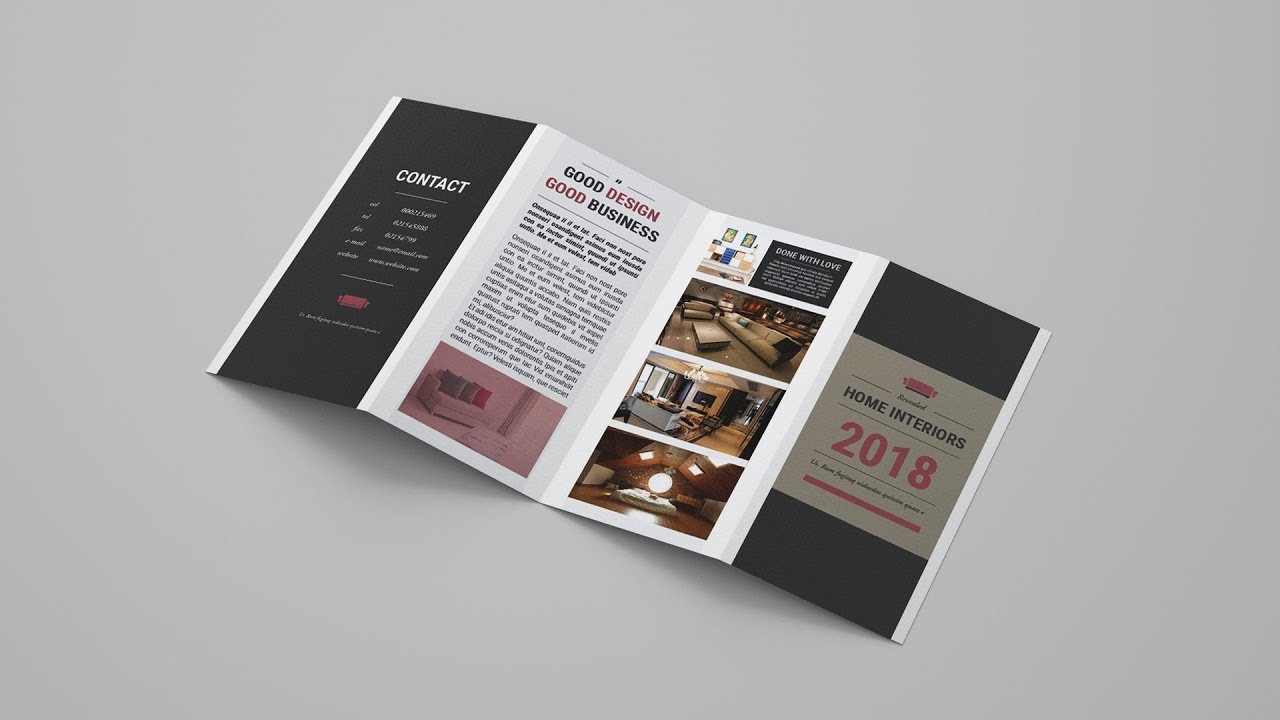 Indesign Tutorial: Creating A Quad Fold Brochure In Adobe InDesign And  MockUp In Adobe Photoshop For 4 Panel Brochure Template