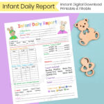 Infant Daily Report In Home Preschool Daycare Nanny Log – Etsy Schweiz With Regard To Daycare Infant Daily Report Template