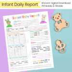 Infant Daily Report In Home Preschool Daycare Nanny Log – Etsy Schweiz With Regard To Daycare Infant Daily Report Template