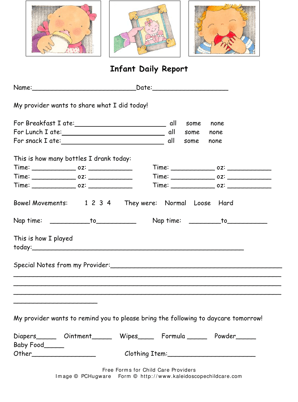Infant Daily Report Template Download Printable PDF  Templateroller With Daycare Infant Daily Report Template