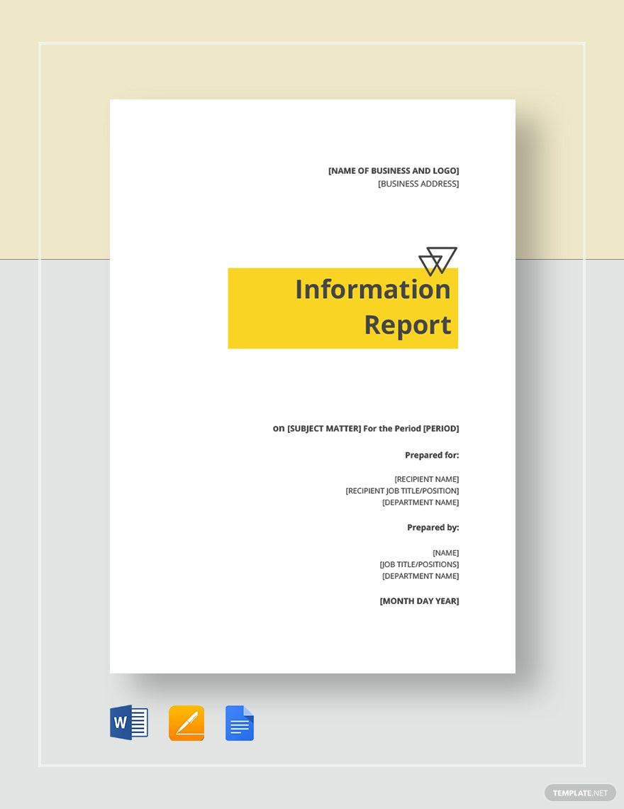 Information Report Template - Google Docs, Word, Apple Pages  Regarding Template For Information Report