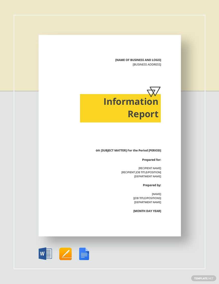 Information Report Template – Google Docs, Word, Apple Pages  Regarding Template For Information Report