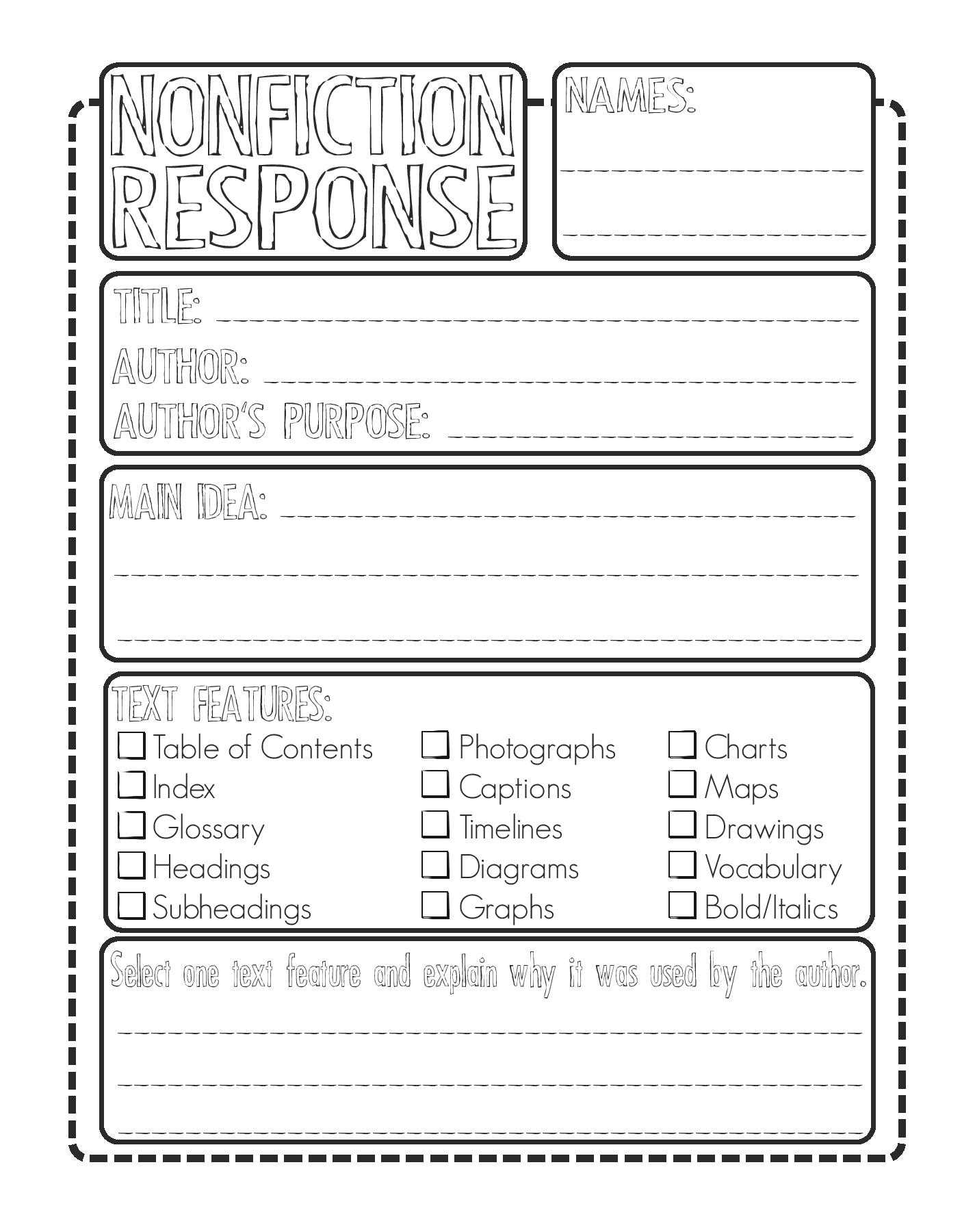 Interacting with Nonfiction Text – Mighty Little Librarian For Nonfiction Book Report Template