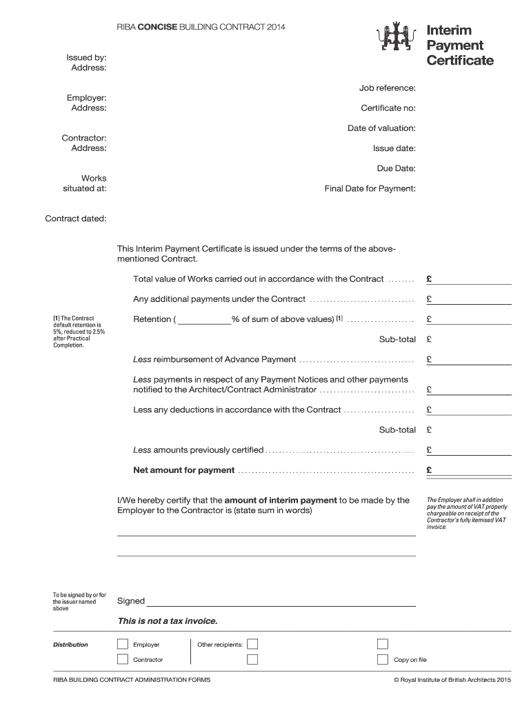 Interim Payment Certificate Sample Pdf – Fill Online, Printable  Throughout Practical Completion Certificate Template Uk